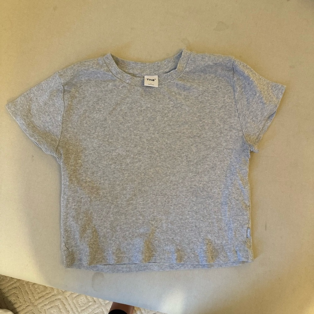 Cropped grey ribbed Aritzia TNA tee